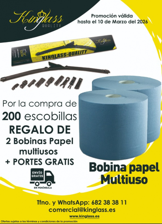 Aprovecha la &uacute;ltima promoci&oacute;n de KINGLASS y ll&eacute;vate un fant&aacute;stico regalo por la compra de 200 escobillas