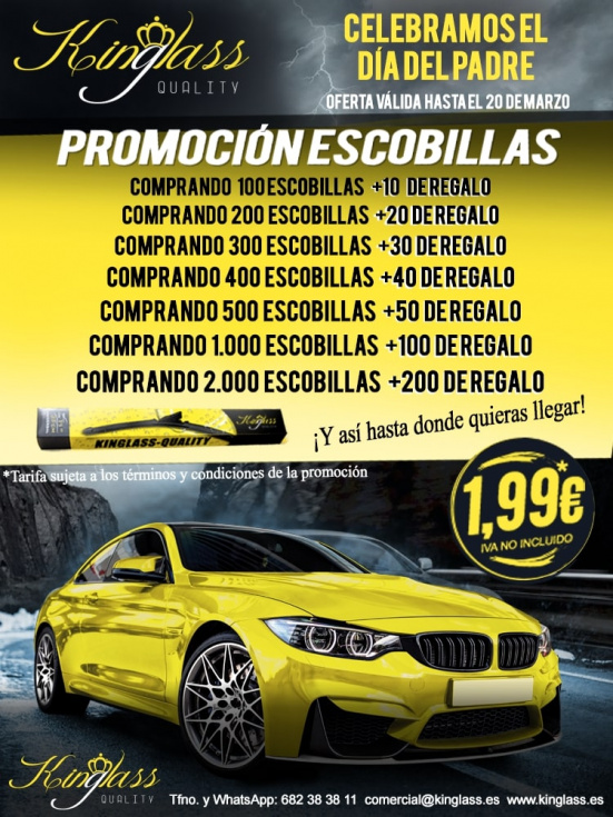 &iexcl;19 de marzo: D&iacute;a del Padre!  Kinglass te regala, el 10% m&aacute;s de las escobillas que pidas