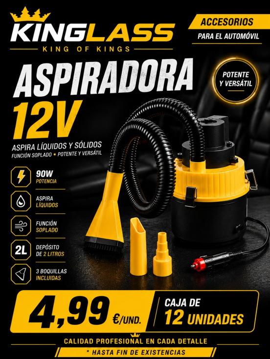 KINGLASS incorpora a su cat&aacute;logo su nueva aspiradora 12v a un precio imbatible