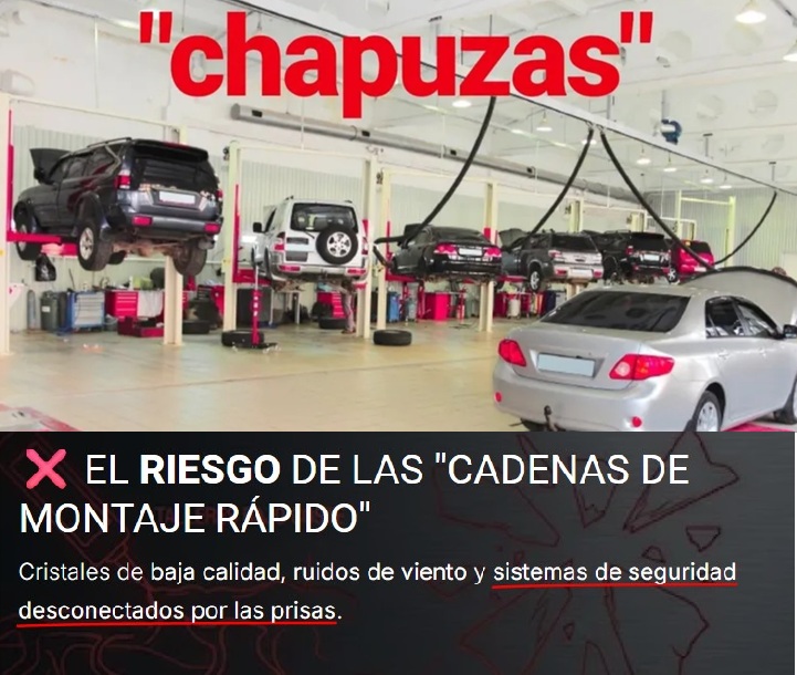 La t&eacute;cnica barriobajera y denunciable de un chapista catal&aacute;n para captar siniestros de lunas de 1.000 euros: "Esas cadenas de montaje r&aacute;pido de lunas te dejan gomas mal encajadas, restos de adhesivo por el salpicadero y c&aacute;maras ciegas"
